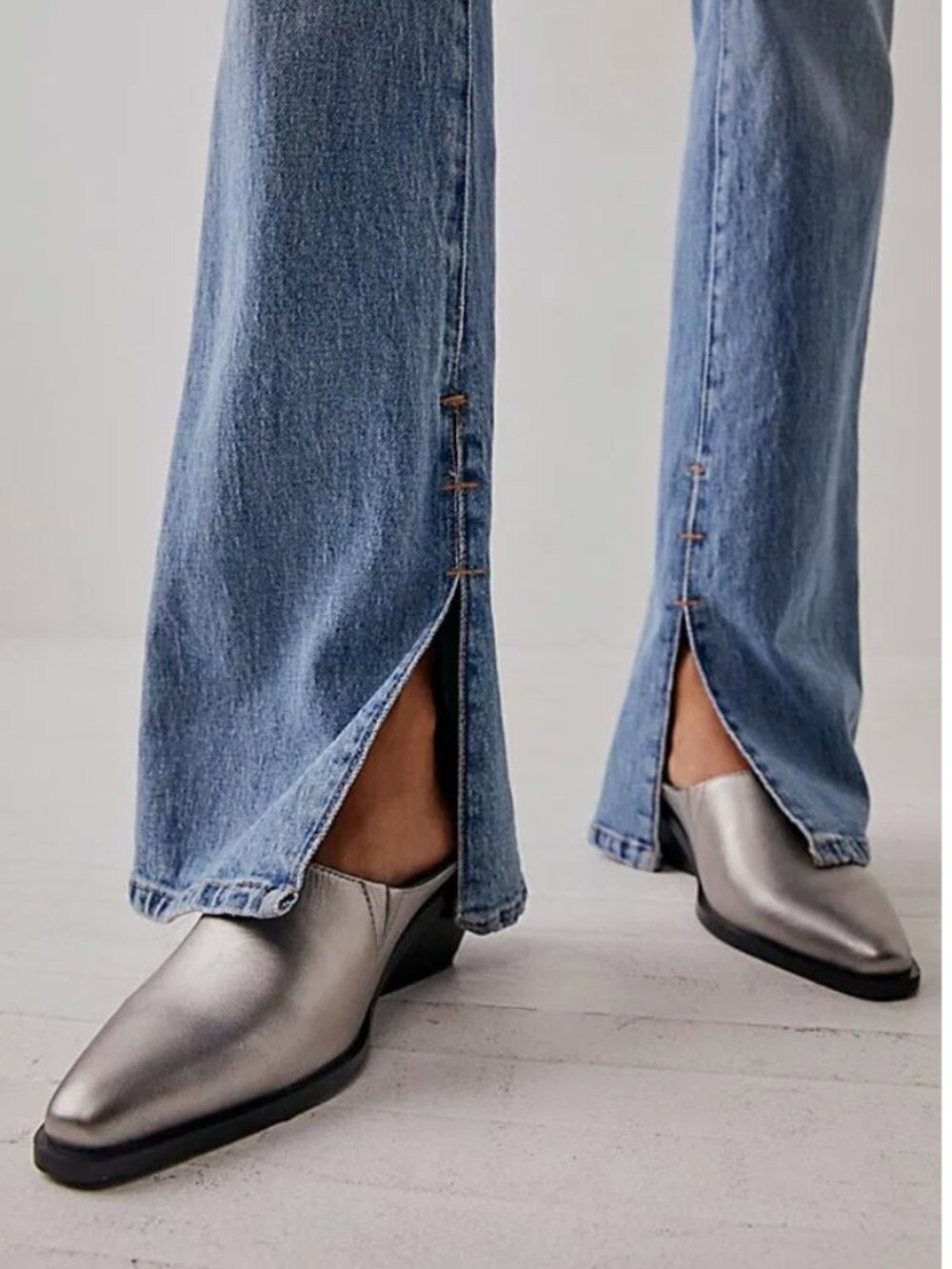 Free People Tallulah Mule in Platino Shoes Booties Western Size 38.5 US 8.5 New